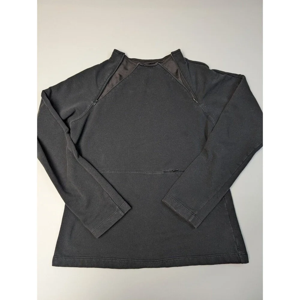 Danskin Top Women’s Large Black 2 Zipper Vented Breathable Mesh W Phone Pocket